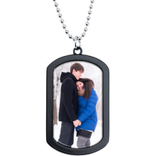 Load image into Gallery viewer, Personalized Black Dog Tag Photo Pendant Necklace
