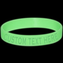 Load image into Gallery viewer, Custom No. 1 BLUE Glow in the Dark Silicone Bracelet