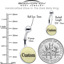 Load image into Gallery viewer, Custom Glow in the Dark Personalized Name Dangle Belly Ring