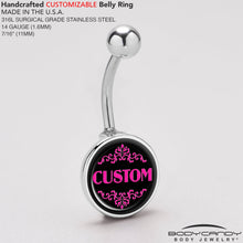 Load image into Gallery viewer, Custom Pink Personalized Name Belly Ring