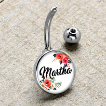 Load image into Gallery viewer, Custom Floral Personalized Name Belly Ring