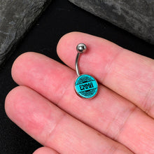 Load image into Gallery viewer, Custom Teal Mandala Personalized Name Belly Ring