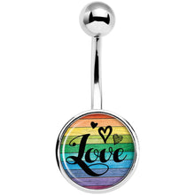 Load image into Gallery viewer, Rainbow Wooden Love Pride Flag Belly Ring
