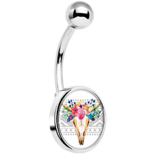 Load image into Gallery viewer, Watercolor Flower Animal Skull Belly Ring