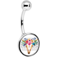 Load image into Gallery viewer, Watercolor Flower Animal Skull Belly Ring