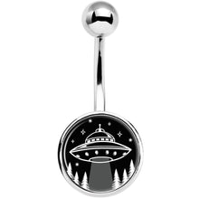 Load image into Gallery viewer, Black and White UFO Belly Ring