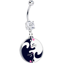 Load image into Gallery viewer, Double Gem Yin Yang Cat Dangle Belly Ring by Onyx O
