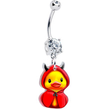 Load image into Gallery viewer, Clear Gem Hot Litle Devil Duck Dangle Belly Ring by Onyx O