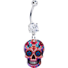 Load image into Gallery viewer, Acrylicious Happy Sugar Skull Dangle Belly Ring