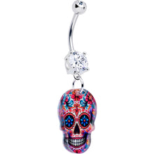 Load image into Gallery viewer, Acrylicious Happy Sugar Skull Dangle Belly Ring