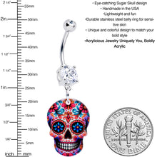 Load image into Gallery viewer, Acrylicious Happy Sugar Skull Dangle Belly Ring