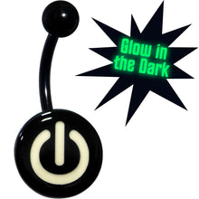 Load image into Gallery viewer, Glow in the Dark Titanium Power Button Belly Ring