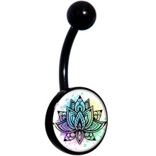 Load image into Gallery viewer, Blooming Symbolic Lotus Flower Black Belly Ring