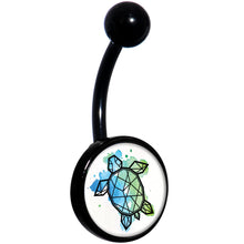 Load image into Gallery viewer, Watercolor Geometric Turtle Black Belly Ring