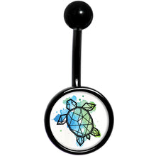 Load image into Gallery viewer, Watercolor Geometric Turtle Black Belly Ring