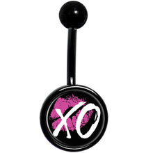 Load image into Gallery viewer, Pink Lips XO Kiss Black Belly Ring