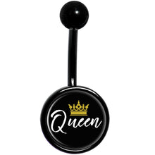 Load image into Gallery viewer, Queen Crown Black Belly Ring