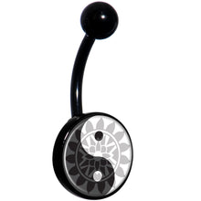 Load image into Gallery viewer, Mandala Yin Yang Black Belly Ring