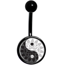 Load image into Gallery viewer, Mandala Yin Yang Black Belly Ring
