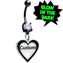 Load image into Gallery viewer, Custom Glow in the Dark Heart Dangle Personalized Belly Ring