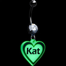 Load image into Gallery viewer, Custom Glow in the Dark Heart Dangle Personalized Belly Ring