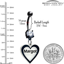 Load image into Gallery viewer, Custom Glow in the Dark Heart Dangle Personalized Belly Ring