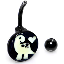 Load image into Gallery viewer, Black Glow in the Dark Cute Dinosaur Belly Ring