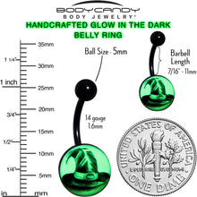 Load image into Gallery viewer, Black Titanium Magic Witch Hat Glow in the Dark Belly Ring