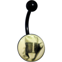 Load image into Gallery viewer, Black Titanium Classic Candy Corn Glow in the Dark Belly Ring