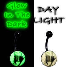 Load image into Gallery viewer, Black Titanium Classic Candy Corn Glow in the Dark Belly Ring