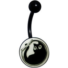 Load image into Gallery viewer, Glow in the Dark Fishbowl Kitty Cat Belly Ring by Onyx O