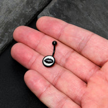 Load image into Gallery viewer, Black Glow in the Dark Lipstick Kiss Mark Belly Ring by Onyx O