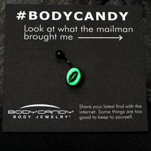 Load image into Gallery viewer, Black Glow in the Dark Lipstick Kiss Mark Belly Ring by Onyx O