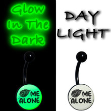 Load image into Gallery viewer, Glow in the Dark Black Leaf Me Alone Belly Ring by Onyx O