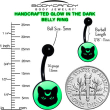 Load image into Gallery viewer, Glow in the Dark Mystic Kitty Cat Belly Ring by Onyx O