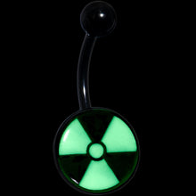 Load image into Gallery viewer, Black Glow in the Dark Radioactive Belly Ring by Onyx O