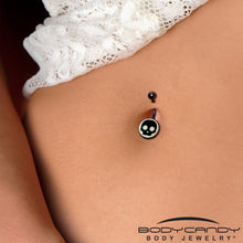 Load image into Gallery viewer, Glow in the Dark Simple Skull Belly Ring by Onyx O