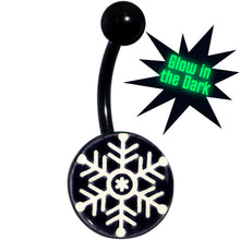 Load image into Gallery viewer, Black Glow in the Dark Holiday Snowflake Belly Ring by Onyx O