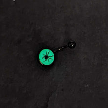 Load image into Gallery viewer, Black Glow in the Dark Black Widow Spider Belly Ring by Onyx O