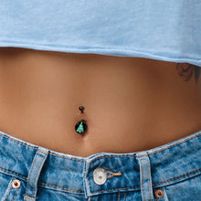 Load image into Gallery viewer, Black Glow in the Dark Holiday Christmas Tree Belly Ring by Onyx O