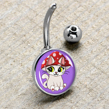 Load image into Gallery viewer, Polka Dot Mushroom Hat Cat Belly Ring by Onyx O