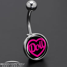 Load image into Gallery viewer, Hollow Heart Doll Word Belly Ring by Onyx O