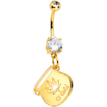 Load image into Gallery viewer, Clear Gem Gold Tone Pot of Gold 420 St Patricks Dangle Belly Ring