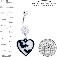 Load image into Gallery viewer, Flying Bat Heart Glow in the Dark Dangle Belly Ring by Onyx O