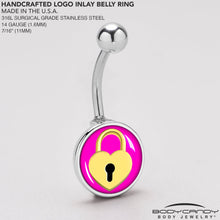 Load image into Gallery viewer, Heart Lock Belly Ring by Onyx O