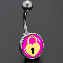 Load image into Gallery viewer, Heart Lock Belly Ring by Onyx O