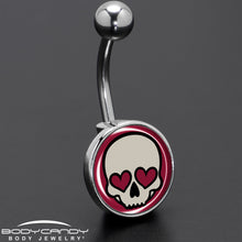 Load image into Gallery viewer, Valentine Heart Skull Belly Ring