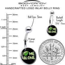 Load image into Gallery viewer, Black Green Leaf Me Alone Belly Ring by Onyx O