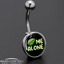 Load image into Gallery viewer, Black Green Leaf Me Alone Belly Ring by Onyx O