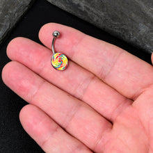 Load image into Gallery viewer, Rainbow Swirl Lollipop Belly Ring by Onyx O